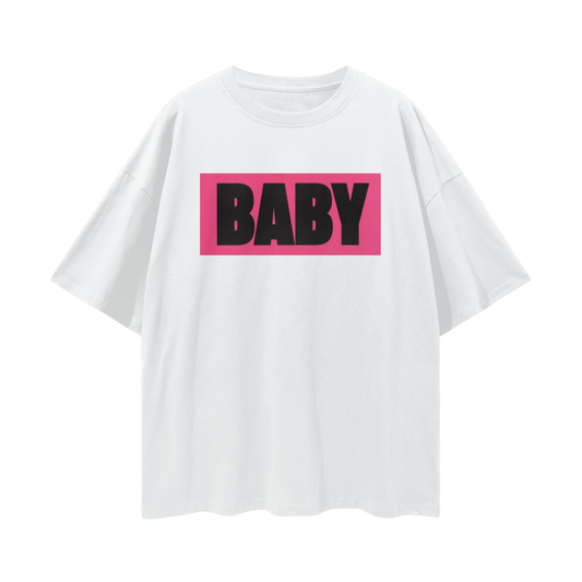 Hot Pink BABY Poster-Style Graphic - Digital Print Oversized T Shirt