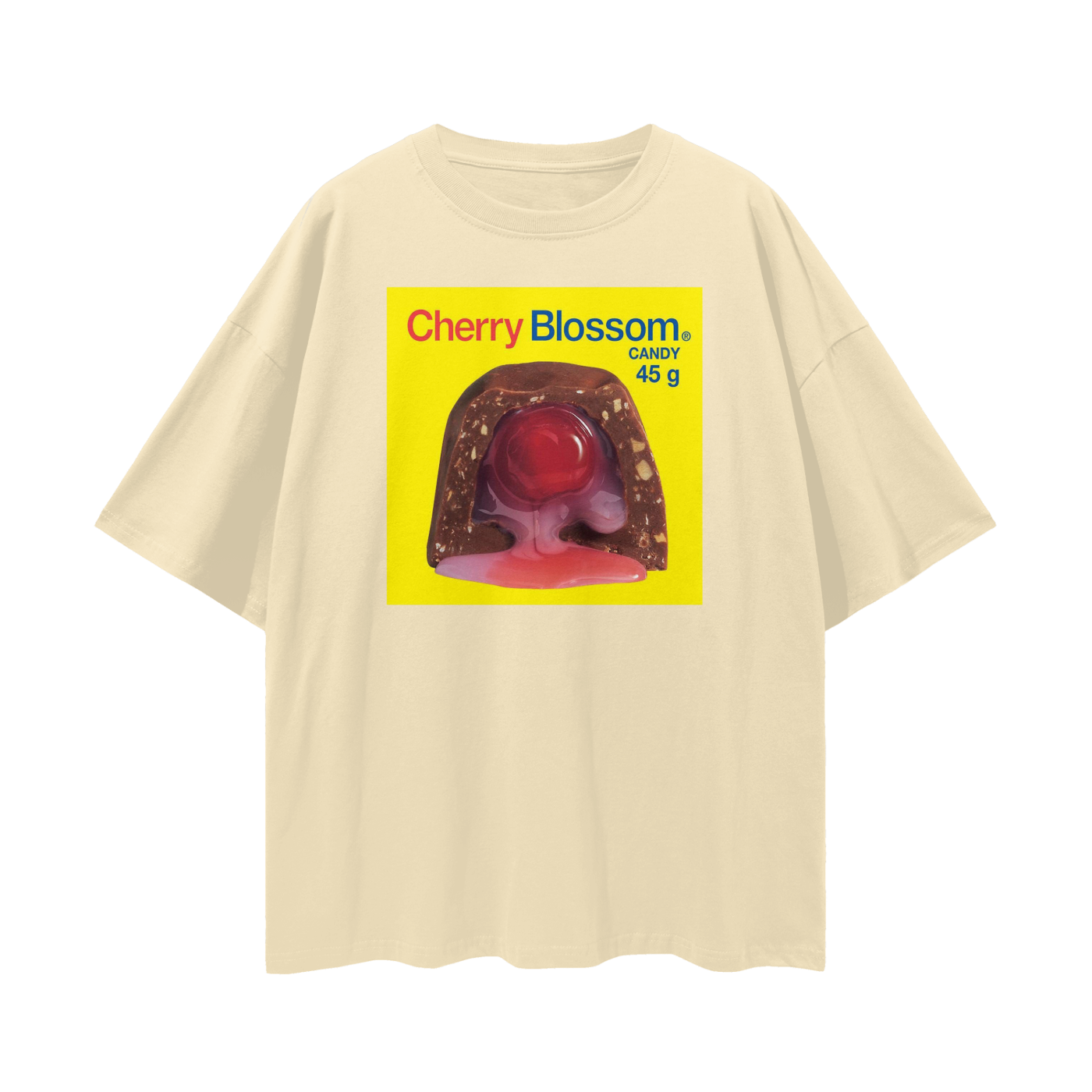 Cherry Blossom Chocolate - Digital Print Oversized Drop Shoulder T-Shirt