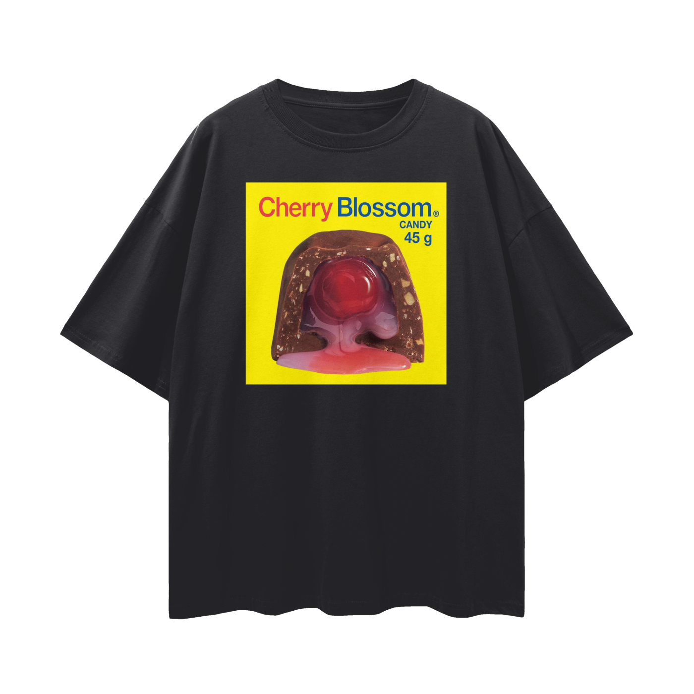 Cherry Blossom Chocolate - Digital Print Oversized Drop Shoulder T-Shirt