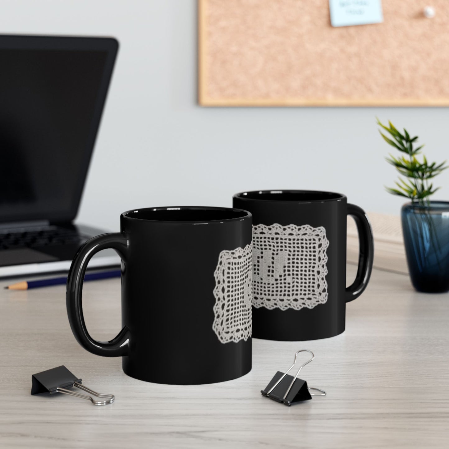 Lace 'EW' Mug – Vintage Crochet Graphic Mug