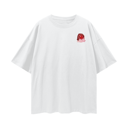 Cherry Blossom Chocolate - Digital Print Oversized Drop Shoulder T-Shirt