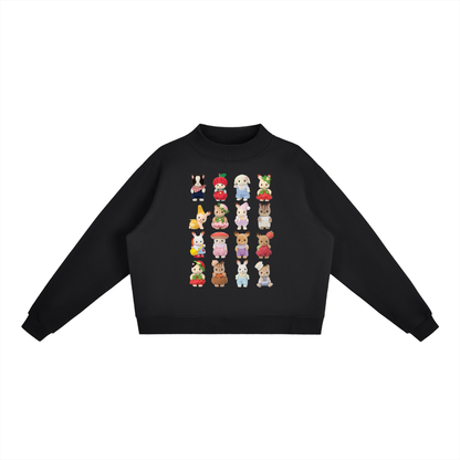 Calico Critters Collage - Digital Print Fleece Mock-Neck Crew Sweatshirt