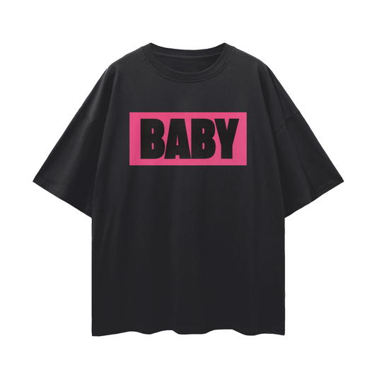 Hot Pink BABY Poster-Style Graphic - Digital Print Oversized T Shirt