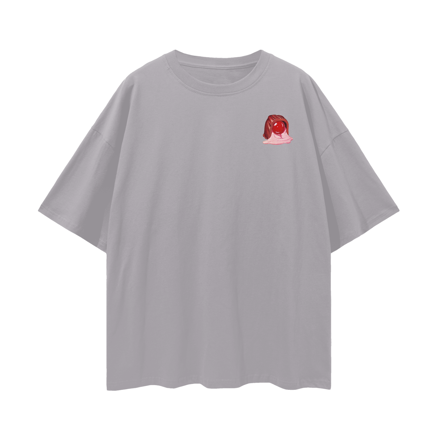 Cherry Blossom Chocolate - Digital Print Oversized Drop Shoulder T-Shirt