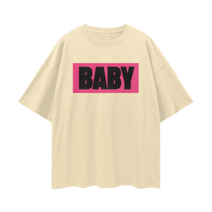 Hot Pink BABY Poster-Style Graphic - Digital Print Oversized T Shirt