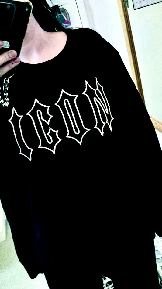 Hand Embroidered ICON - Upcycled Sweatshirt