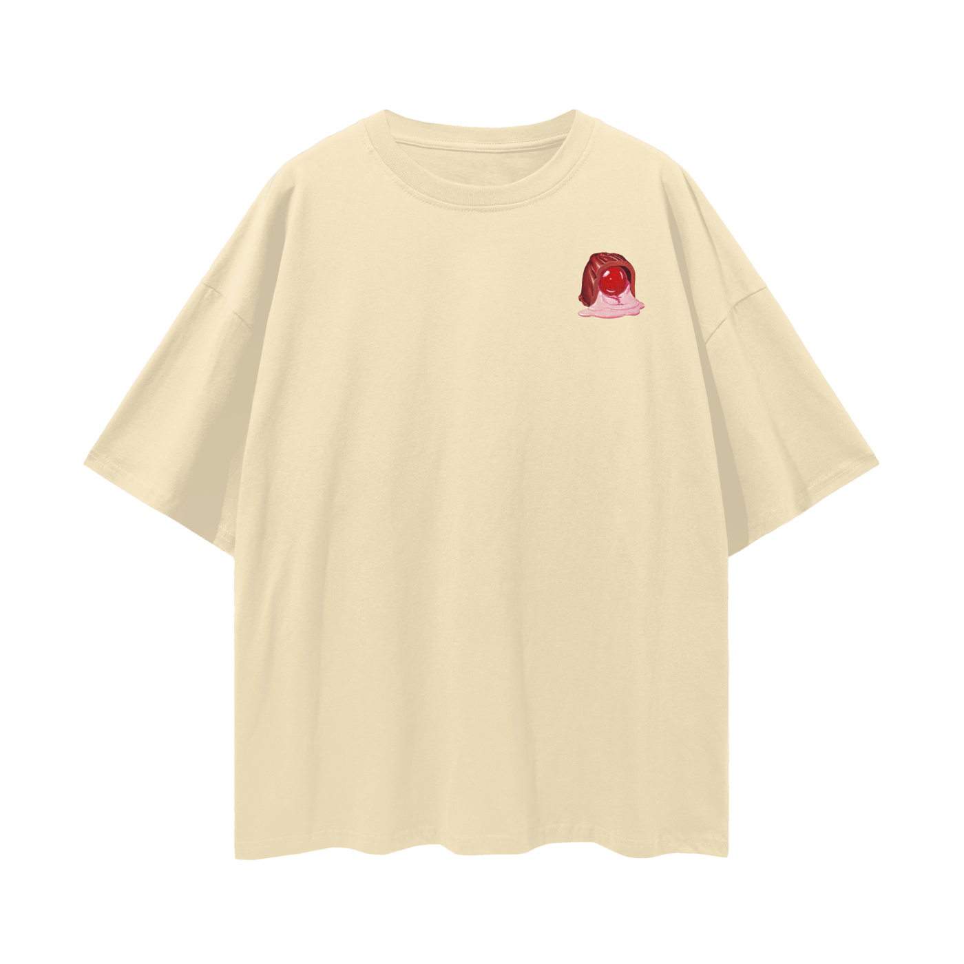 Cherry Blossom Chocolate - Digital Print Oversized Drop Shoulder T-Shirt