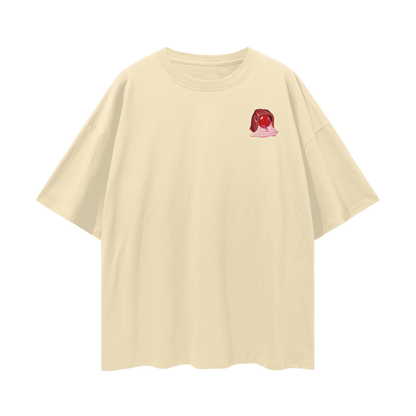 Cherry Blossom Chocolate - Digital Print Oversized Drop Shoulder T-Shirt