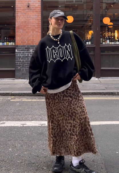 Hand Embroidered ICON graphic - Upcycled Vintage/Thrifted Sweatshirt