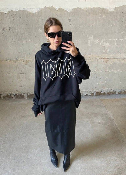 Hand Embroidered ICON graphic - Upcycled Vintage/Thrifted Sweatshirt