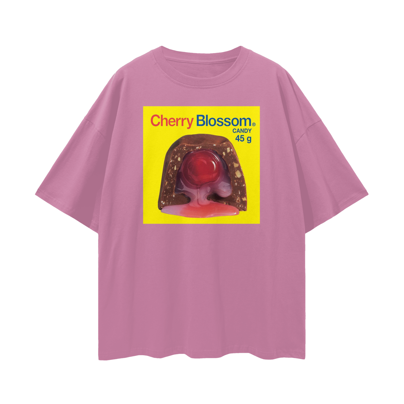 Cherry Blossom Chocolate - Digital Print Oversized Drop Shoulder T-Shirt