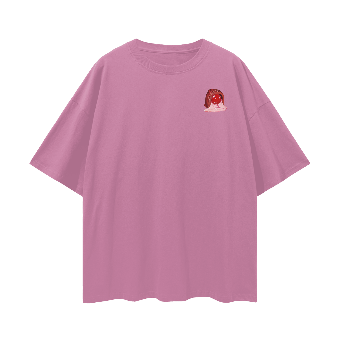 Cherry Blossom Chocolate - Digital Print Oversized Drop Shoulder T-Shirt