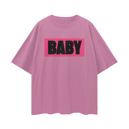 Hot Pink BABY Poster-Style Graphic - Digital Print Oversized T Shirt