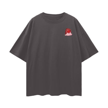 Cherry Blossom Chocolate - Digital Print Oversized Drop Shoulder T-Shirt