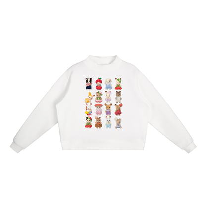 Calico Critters Collage - Digital Print Fleece Mock-Neck Crew Sweatshirt