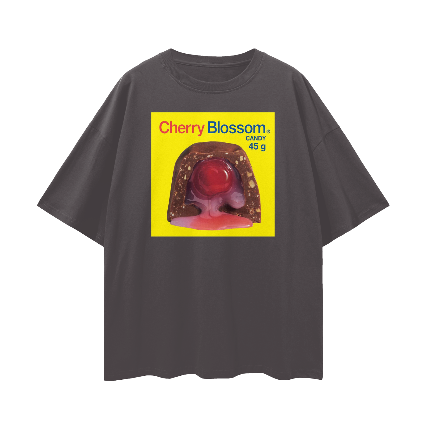Cherry Blossom Chocolate - Digital Print Oversized Drop Shoulder T-Shirt